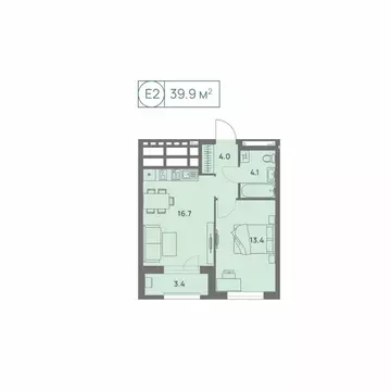 2-к кв. Пермский край, Пермь Трамвайная ул., 27 (39.9 м)