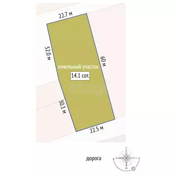 Участок в село Памятное, улица Ворошилова (14.1 м)