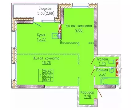2-к кв. Приморский край, Владивосток ул. 2-я Строительная, 27 (53.1 м)