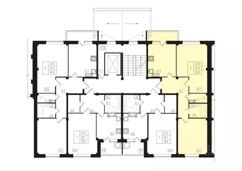 2-к кв. Чувашия, Чебоксары ул. Прогрессивная, 2 (62.2 м)