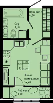 Квартира-студия: Коммунар, Железнодорожная улица, 41к3 (23.7 м)