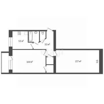 2-к кв. Вологодская область, пос. Федотово 17 (47.4 м)