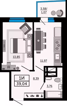 1-к кв. Ростовская область, Ростов-на-Дону Донской Арбат жилой ...