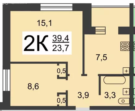 2-комнатная квартира: Нижний Новгород, Берёзовская улица, 20 (39.4 м)