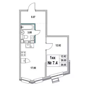 1-к кв. Ленинградская область, Выборг ул. 2-я Южная, 4 (39.85 м)