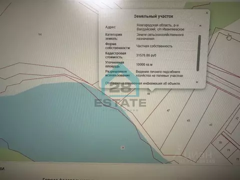 Участок в Новгородская область, Валдайский район, Ивантеевское с/пос, ...