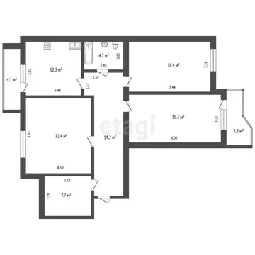 3-комнатная квартира: Тюмень, улица Мельникайте, 138 (98.3 м)