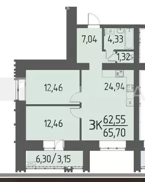 3-комнатная квартира: Кисловка, микрорайон Северный, улица Марины ...