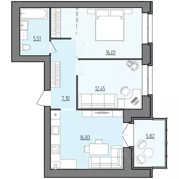 2-к кв. Ярославская область, Рыбинск Февральская ул., 12 (60.81 м)