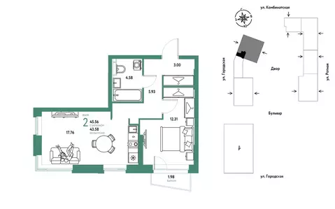 2-к кв. Свердловская область, Екатеринбург муниципальное образование, ...