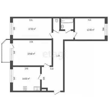 3-к кв. Тюменская область, Тюмень Широтная ул., 83 (88.1 м)