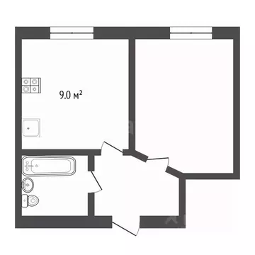 1-к кв. Тюменская область, Тюмень Олимпийская ул., 16 (22.1 м)
