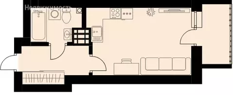Квартира-студия: Екатеринбург, проспект Космонавтов, 108/2 (27.1 м)