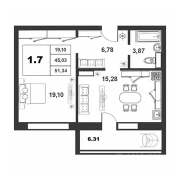 1-к кв. Новгородская область, Великий Новгород ул. Якова Павлова, 15 ...