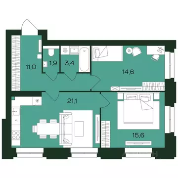 2-к кв. Чувашия, Чебоксары просп. Чебоксарский (67.6 м)
