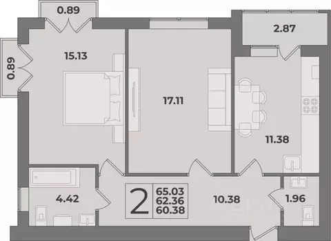 2-к кв. Калининградская область, Калининград Суздальская ул., 15 ...