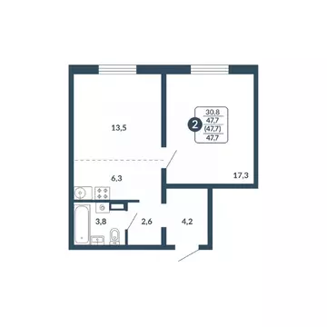 2-к кв. Кировская область, Киров Скандинавия жилой комплекс (47.7 м)