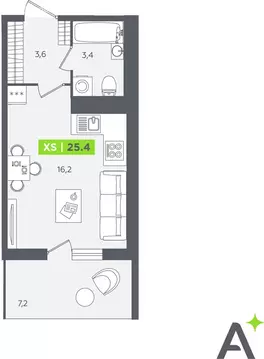 Квартира-студия: Кудрово, Солнечная улица, 10к2 (25.4 м)