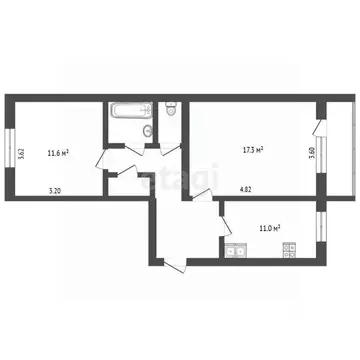 2-к кв. Калужская область, Калуга ул. Пестеля, 1/90 (52.0 м)