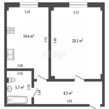 1-к кв. Ростовская область, Ростов-на-Дону пос. Орджоникидзе, ул. ...