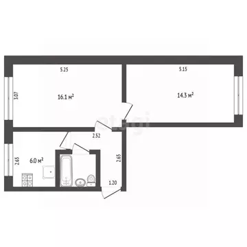 2-к кв. Тюменская область, Тюмень Одесская ул., 24А (45.3 м)