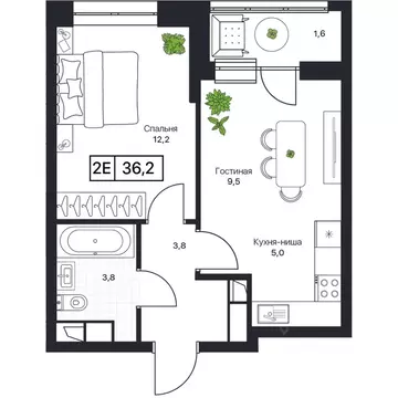 1-к кв. Московская область, Пушкино Пушкино Град жилой комплекс (35.9 ...