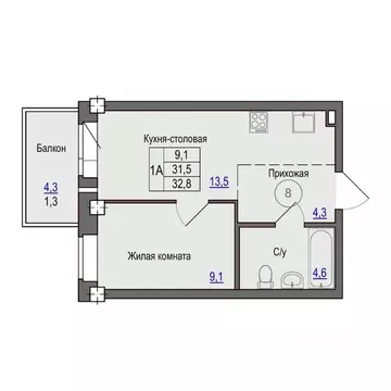 1-к кв. Псковская область, Псковский район, Завеличенская волость, д. ...