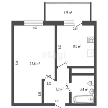 1-к кв. Тюменская область, Тюмень ул. Пермякова, 81 (30.0 м)