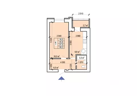 1-к кв. Саратовская область, Энгельс Дом у озера жилой комплекс (38.3 ...