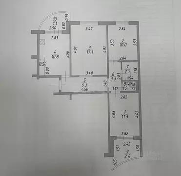 3-к кв. Татарстан, Казань ул. Челюскина, 24 (62.7 м)