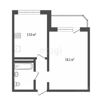 1-к кв. Тюменская область, Тюмень ул. Валентины Трофимовой, 3 (39.6 м)