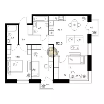 3-комнатная квартира: Санкт-Петербург, Галерный проезд, 1к2 (82.5 м)