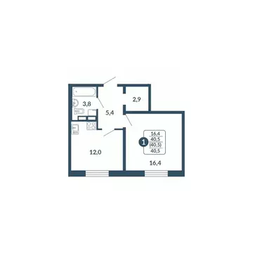 1-к кв. Кировская область, Киров Скандинавия жилой комплекс (40.5 м)