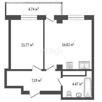 1-комнатная квартира: Тюмень, улица Валентины Трофимовой, 8 (40.2 м)