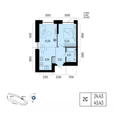 2-к кв. Башкортостан, Уфа Глумилино-1 мкр, Новатор жилой комплекс ...