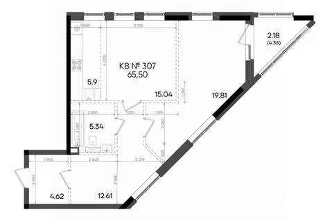 2-к кв. Татарстан, Казань ул. Аделя Кутуя, 181Ж (65.5 м)