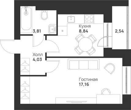 1-к кв. Тульская область, Тула Новая Тула мкр,  (36.38 м)
