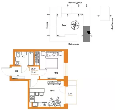 1-к кв. Тюменская область, Тюмень Береговая ул., 100к2 (36.27 м)