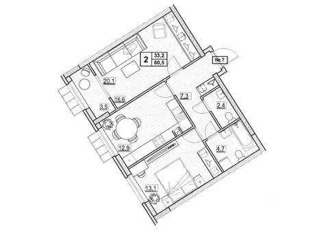 2-к кв. Нижегородская область, Нижний Новгород ул. Ванеева (60.5 м)