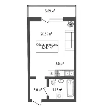 1-комнатная квартира: Новосибирск, улица В. Высоцкого, 143/9 (33 м)