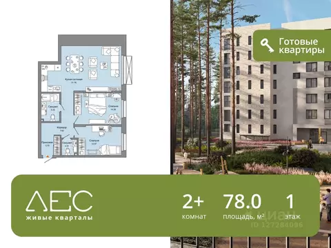 2-к кв. Свердловская область, Екатеринбург ул. Косотурская, 1В/1 (78.0 ...