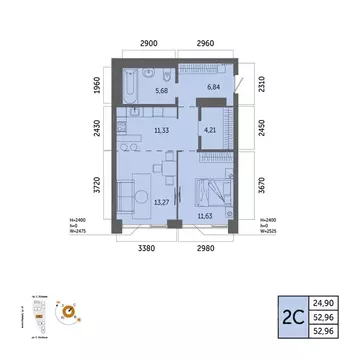 2-к кв. Башкортостан, Уфа Зеленая Роща жилрайон, Урбаника жилой ...