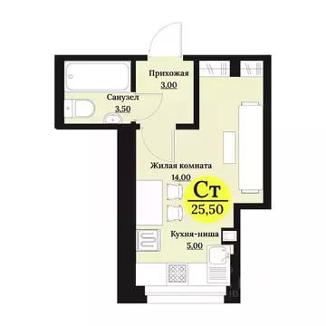 Студия Ставропольский край, Ставрополь Лесная ул., 204 (25.5 м)