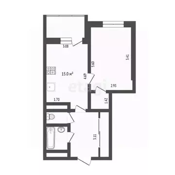 1-к кв. Тюменская область, Тюмень ул. Станислава Карнацевича, 4 (40.1 ...