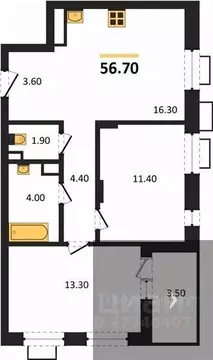 2-к кв. Воронежская область, Воронеж Ключи мкр, Ключи-клаб жилой ...