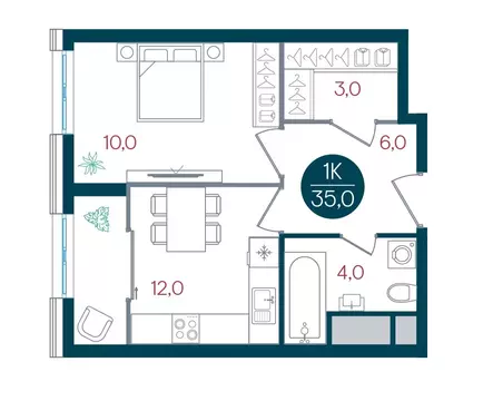 1-комнатная квартира: Москва, жилой комплекс Русич Кантемировский (35 ...