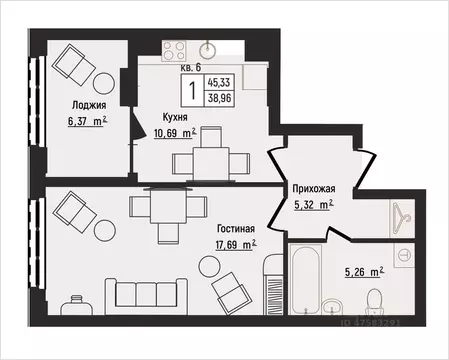 1-к кв. Нижегородская область, Нижний Новгород Литературная ул., 5 ...