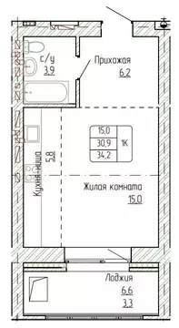 1-к кв. Алтайский край, Новоалтайск ул. Титова, 6 (34.2 м)