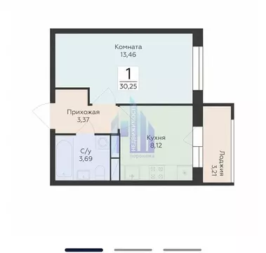 1-комнатная квартира: Воронеж, улица Ломоносова, 114Ю (30.25 м)