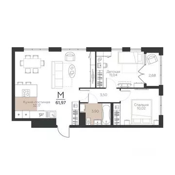 2-к кв. Тульская область, Тула городской округ, пос. Молодежный 10А ...